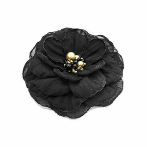Brosa eleganta floare neagra din voal mijloc negru cu auriu 8.5 cm, Corizmi, Irina imagine