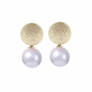 Cercei Stud Lilian, aurii, rotunzi, decorati cu perle - Colectia Universe of Pearls imagine
