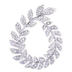 Brosa Crystal Leaves, argintie, decorata cu zirconiu - Colectia Celebration imagine