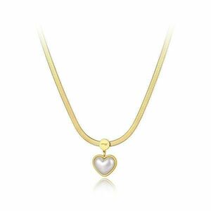 Colier Gloria, auriu, din otel inoxidabil, placat cu aur 18k, cu pandantiv in forma de inima - Colectia Universe of Pearls imagine