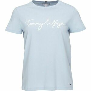 Tommy Hilfiger REG C-NK SIGNATURE TEE Tricou pentru femei, albastru deschis, mărime imagine