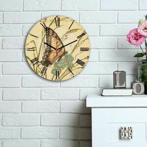 Ceas decorativ de perete din lemn Home Art, 238HMA6163, 30 cm, Multicolor imagine