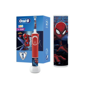 Periuta de dinti electrica Vitality Spiderman pentru copii - Curatare 2D - 2 programe - 1 capat - 4 stickere incluse - Trusa de calatorie - Albastru imagine
