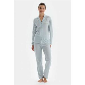 Pijama de bumbac cu pantaloni lungi si dungi imagine