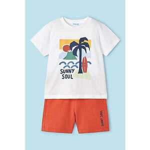 Set de tricou cu model tropical si pantaloni scurti imagine