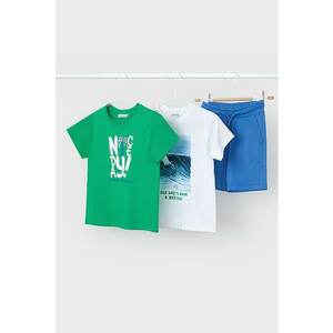 Set de tricou cu imprimeu si pantaloni scurti - 3 piese imagine