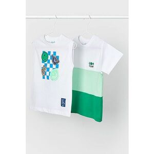 Set 2 tricouri cu decolteu la baza gatului - baieti - cu imprimeu - Albastru imagine