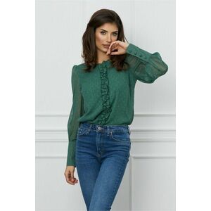 Bluza Dy Fashion verde cu fir lurex si picatele 3D imagine