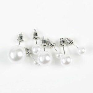 Set 7 cercei perle acrilice albe imagine