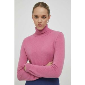 Sisley pulover din amestec de lana femei, culoarea roz, light, cu guler imagine