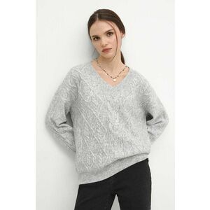 Medicine pulover din amestec de lana femei, culoarea gri imagine