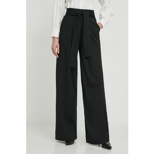 Desigual pantaloni femei, culoarea negru, lat, high waist imagine
