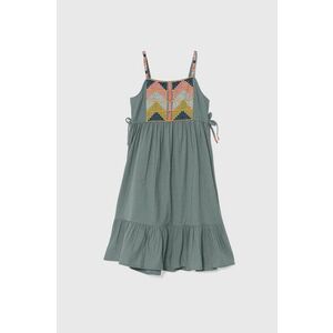 zippy rochie cu amestec de in pentru copii culoarea turcoaz, midi, evazati imagine