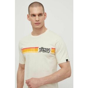 Ellesse tricou din bumbac Sorranta T-Shirt barbati, culoarea bej, cu imprimeu, SHV20128 imagine