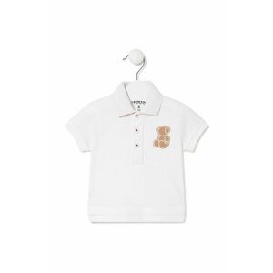 Tous tricouri polo din bumbac pentru copii culoarea alb, neted imagine