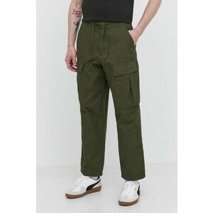 DC pantaloni de bumbac culoarea verde, drept, ADYNP03077 imagine