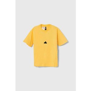 adidas tricou copii culoarea galben, neted imagine