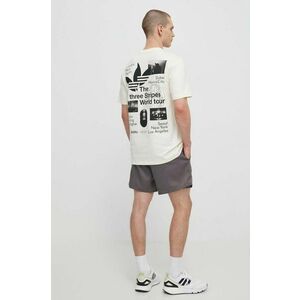 adidas Originals tricou din bumbac barbati, culoarea bej, cu imprimeu, IS2902 imagine