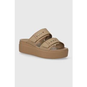 Crocs papuci Brooklyn Low Wedge Sandal femei, culoarea maro, cu platforma, 207431 imagine
