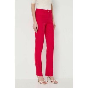 Morgan pantaloni femei, culoarea roz, mulata, high waist imagine