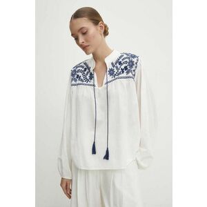 Answear Lab bluza din bumbac femei, culoarea alb, cu imprimeu imagine