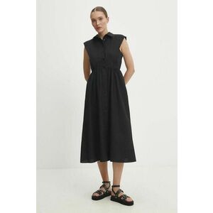 Answear Lab rochie din bumbac culoarea negru, midi, evazati imagine