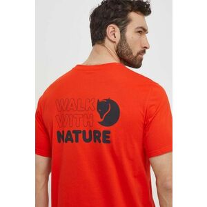 Fjallraven tricou Walk With Nature barbati, culoarea portocaliu, cu imprimeu, F12600216 imagine