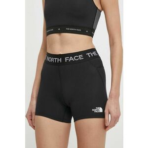 The North Face pantaloni scurti sport Tech Bootie femei, culoarea negru, cu imprimeu, medium waist, NF0A87JZJK31 imagine