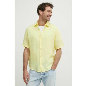 BOSS cămașă de in ORANGE culoarea galben, cu guler clasic, regular 50489345 imagine
