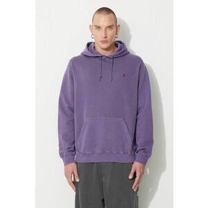 Gramicci hanorac de bumbac One Point Hooded Sweatshirt barbati, culoarea violet, cu glugă, neted imagine