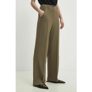 Answear Lab pantaloni femei, culoarea verde, lat, high waist imagine