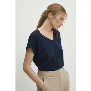 Answear Lab tricou din bumbac femei, culoarea albastru marin imagine