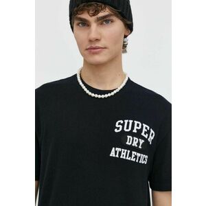 Superdry tricou din bumbac barbati, culoarea negru, cu imprimeu imagine