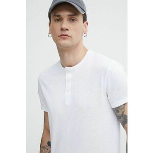 Superdry tricou din bumbac barbati, culoarea alb, neted imagine