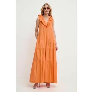 Silvian Heach rochie din bumbac culoarea portocaliu, maxi, evazati imagine