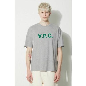 A.P.C. tricou din bumbac T-Shirt River bărbați, culoarea gri, cu imprimeu, COFDW.H26324.PLB imagine