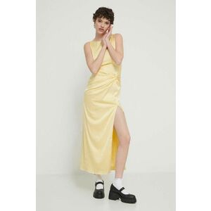 Abercrombie & Fitch rochie culoarea galben, maxi, drept imagine