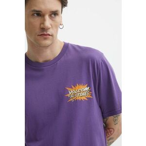 Volcom tricou din bumbac barbati, culoarea violet, cu imprimeu imagine