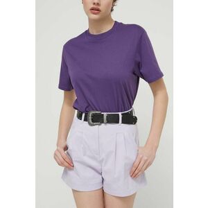 Tommy Jeans pantaloni scurti femei, culoarea violet, neted, high waist, DW0DW17775 imagine