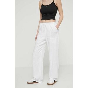 Tommy Jeans pantaloni din amestec de in culoarea alb, lat, high waist, DW0DW17965 imagine