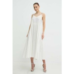 Nissa rochie culoarea alb, midi, evazati, RC14928 imagine