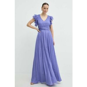 Nissa rochie de mătase culoarea violet, maxi, evazați, RS14802 imagine