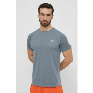 New Balance tricou sport culoarea gri, neted, MT41080AG imagine