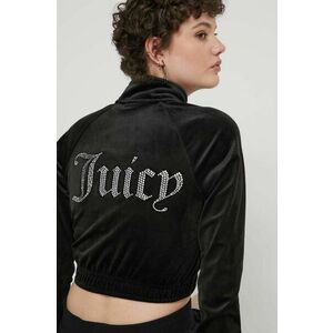 Juicy Couture bluză din velur culoarea negru, cu imprimeu imagine