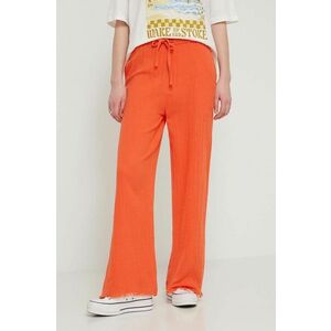 Billabong pantaloni de bumbac culoarea portocaliu, lat, high waist, EBJNP00114 imagine