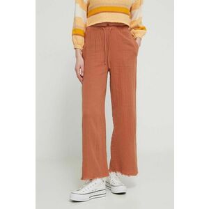 Billabong pantaloni de bumbac culoarea maro, lat, high waist, EBJNP00114 imagine