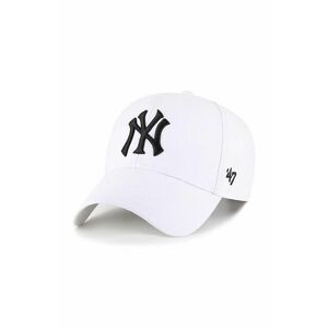 47brand șapcă din amestec de lână MLB New York Yankees culoarea alb, cu imprimeu, B-MVPSP17WBP-WHM imagine