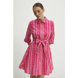 Answear Lab rochie din bumbac culoarea roz, mini, evazati imagine