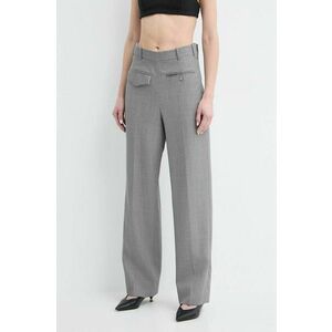 Victoria Beckham pantaloni de lână culoarea gri, fason chinos, high waist, 1224WTR005385A imagine