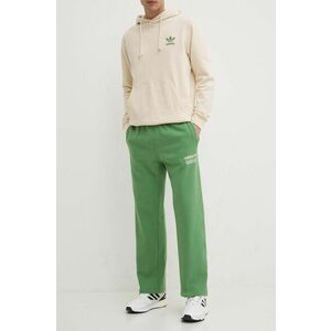 adidas Originals pantaloni de trening din bumbac culoarea verde, neted, IR9328 imagine